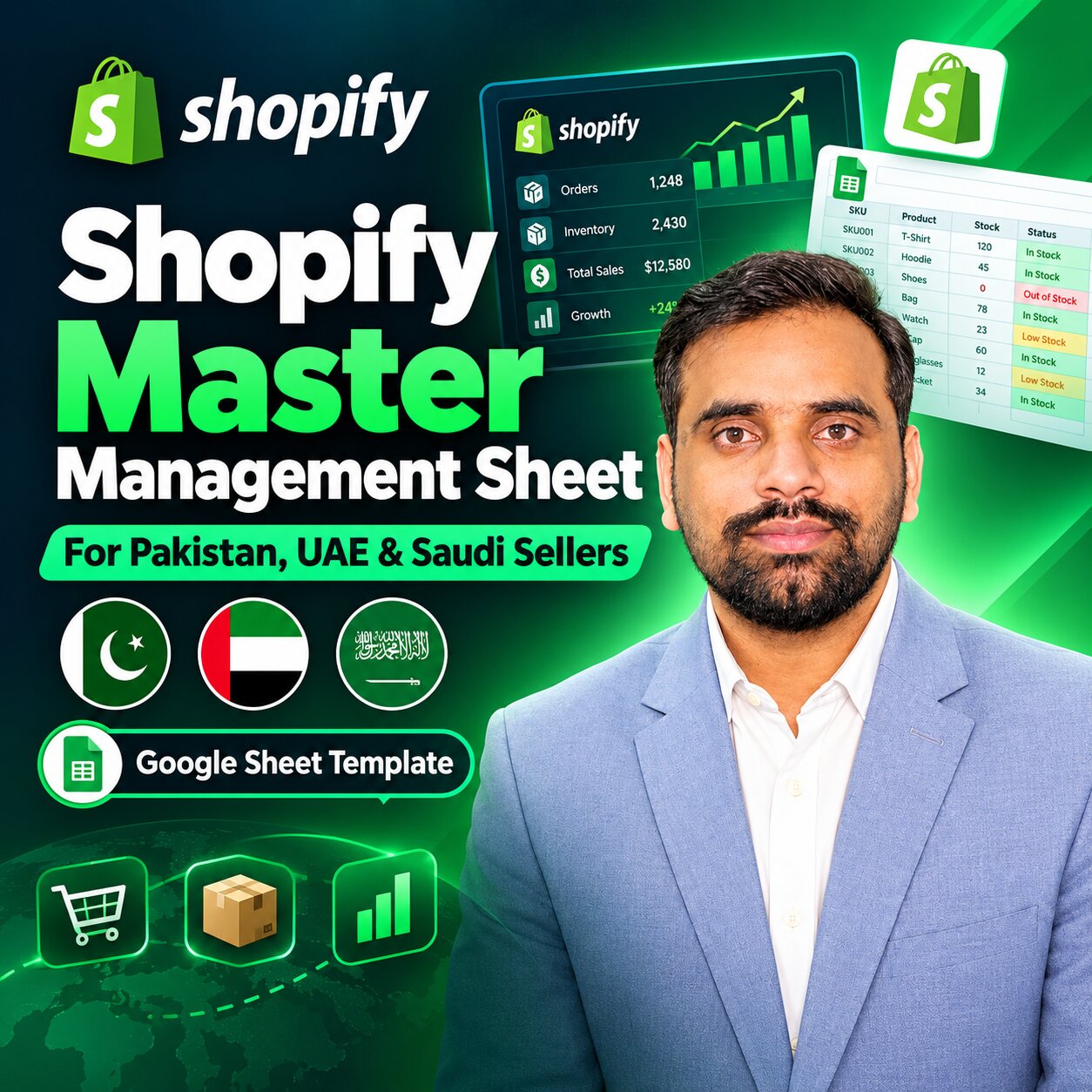 Shopify Master Management Sheet for Pak, UAE and Saudi Sellers